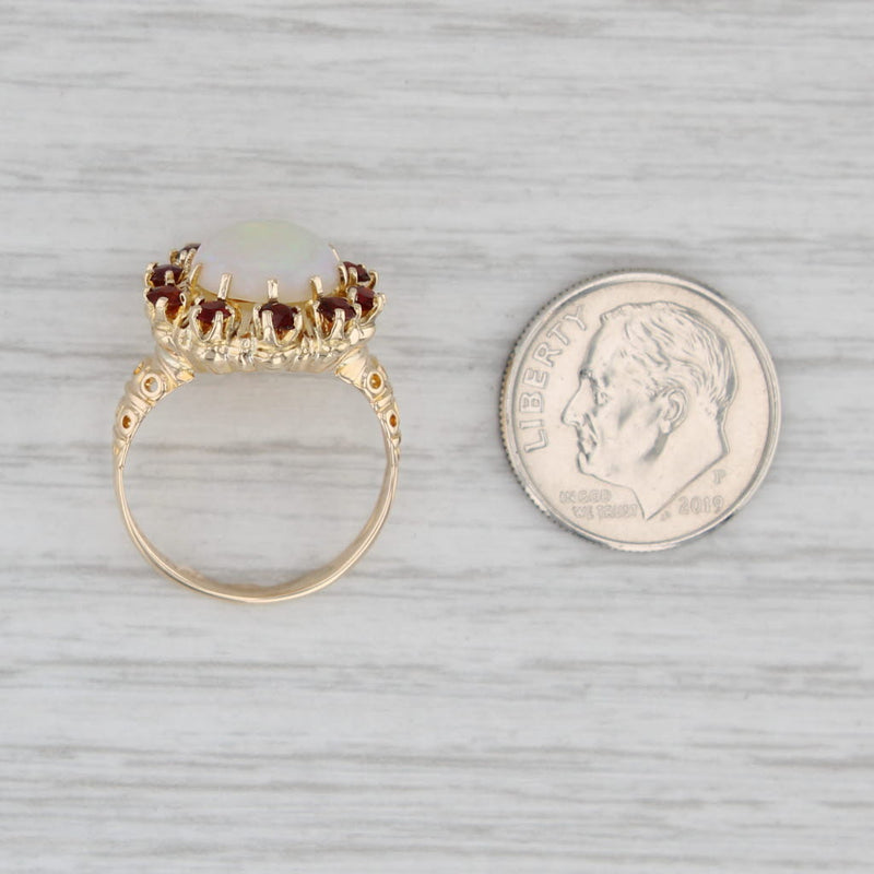 Gray 0.80ctw Garnet Halo Opal Ring 10k Yellow Gold Size 6