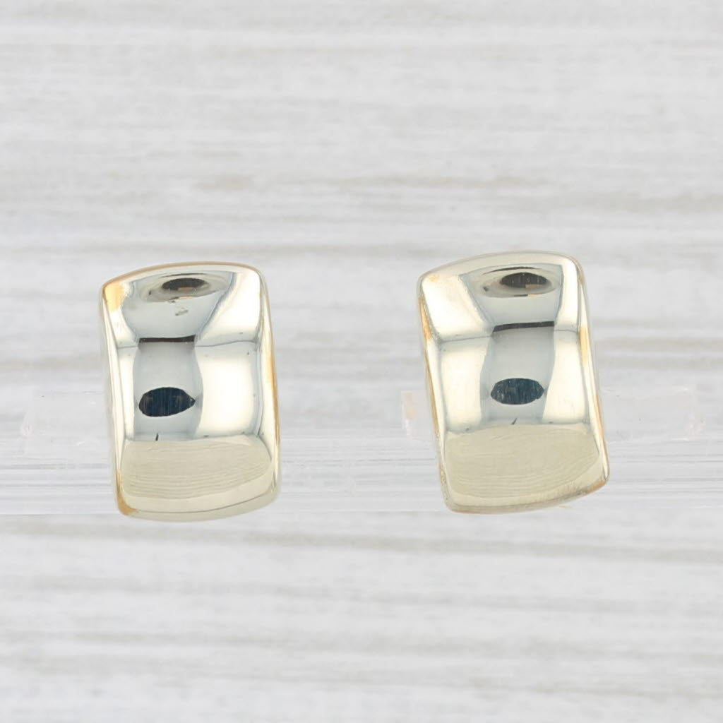 Light Gray Beveled Stud Earrings 14k Yellow Gold