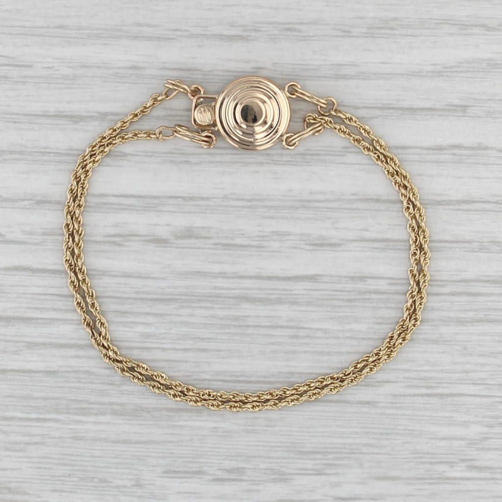 Double Rope Chain Slide Charm Starter Bracelet 14k Yellow Gold 6" 1.5mm