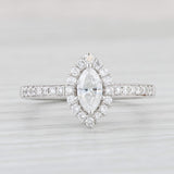 Light Gray 0.54ctw Marquise Diamond Halo Engagement Ring 14k White Gold Size 6.5