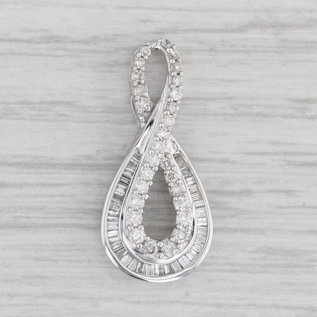 Light Gray 0.32ctw Diamond Teardrop Pendant 14k White Gold
