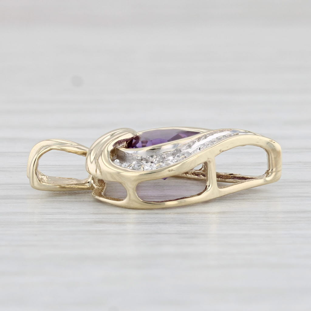 Light Gray 1.30ct Amethyst Heart Pendant 10k Yellow Gold Diamond Accents