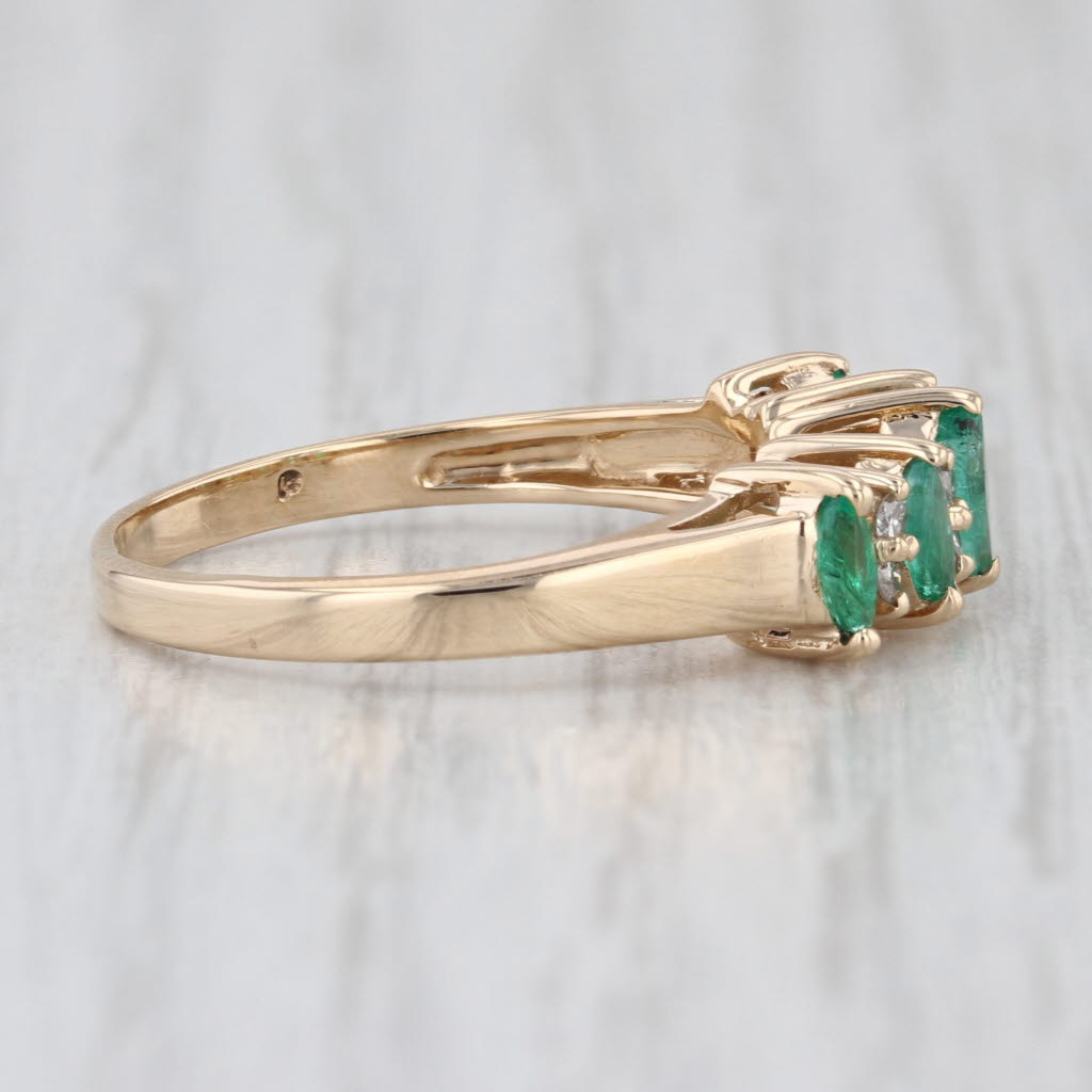 0.52ctw Tiered Emerald Diamond Ring 14k Yellow Gold Size 7.5 Stackable Wedding