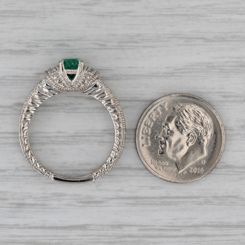 Gray 1ctw Oval Emerald Diamond Ring 14k White Gold Size 6.5 Engagement