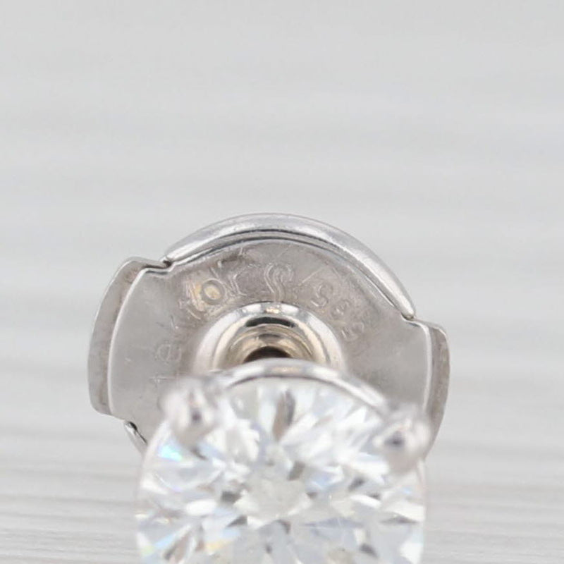 Single 0.62ct Round Diamond Solitaire Stud Earring 14k White Gold