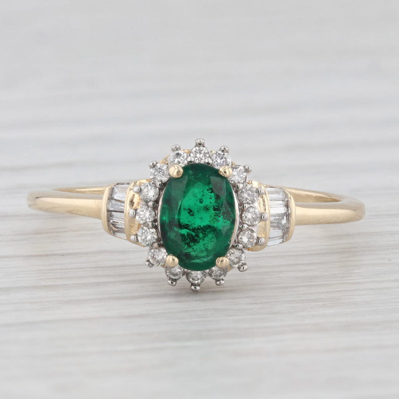 1ctw Oval Emerald Diamond Halo Ring 10k Yellow Gold Size 9.75 Engagement