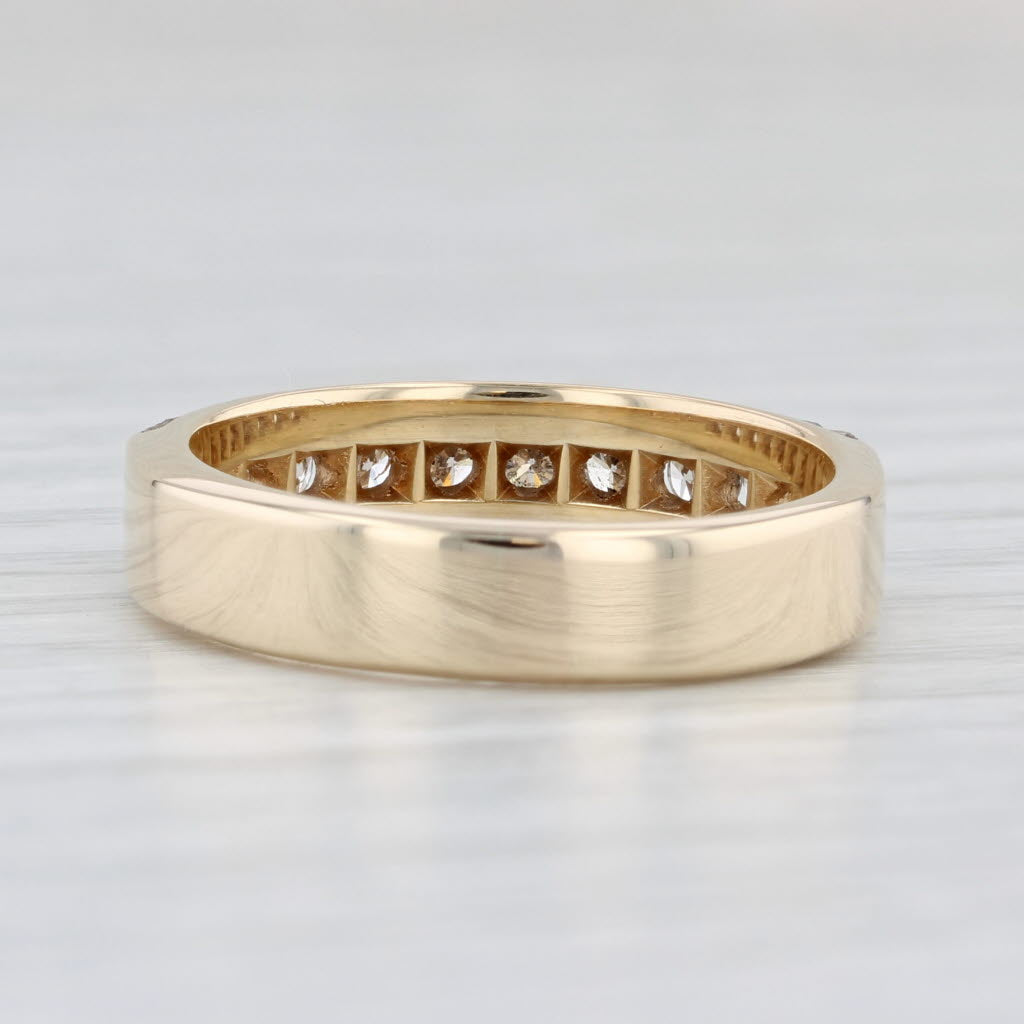 Light Gray 0.88ctw Diamond Wedding Band 14k Yellow Gold Sz 7.75 Anniversary Stackable Ring