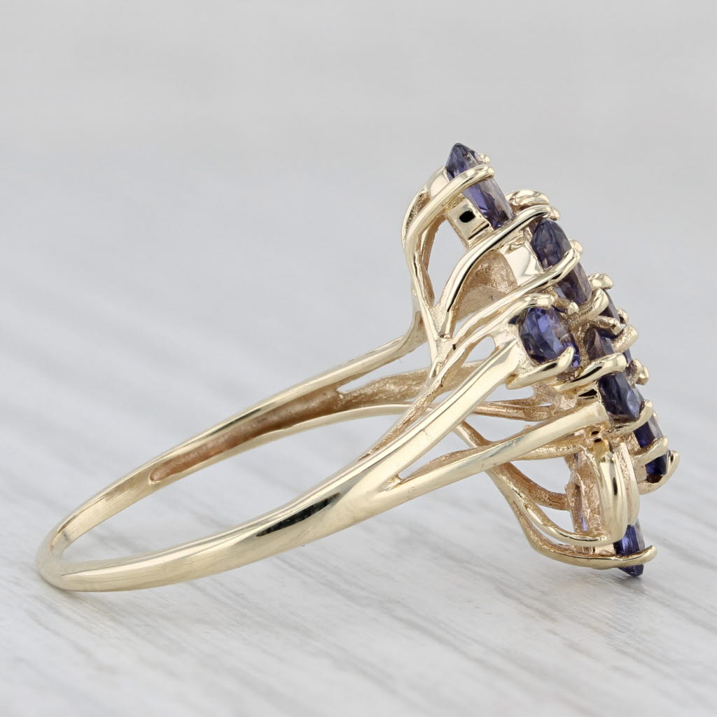 Light Gray 2.50ctw Purple Iolite Flower Cluster Ring 10k Yellow Gold Size 8.5