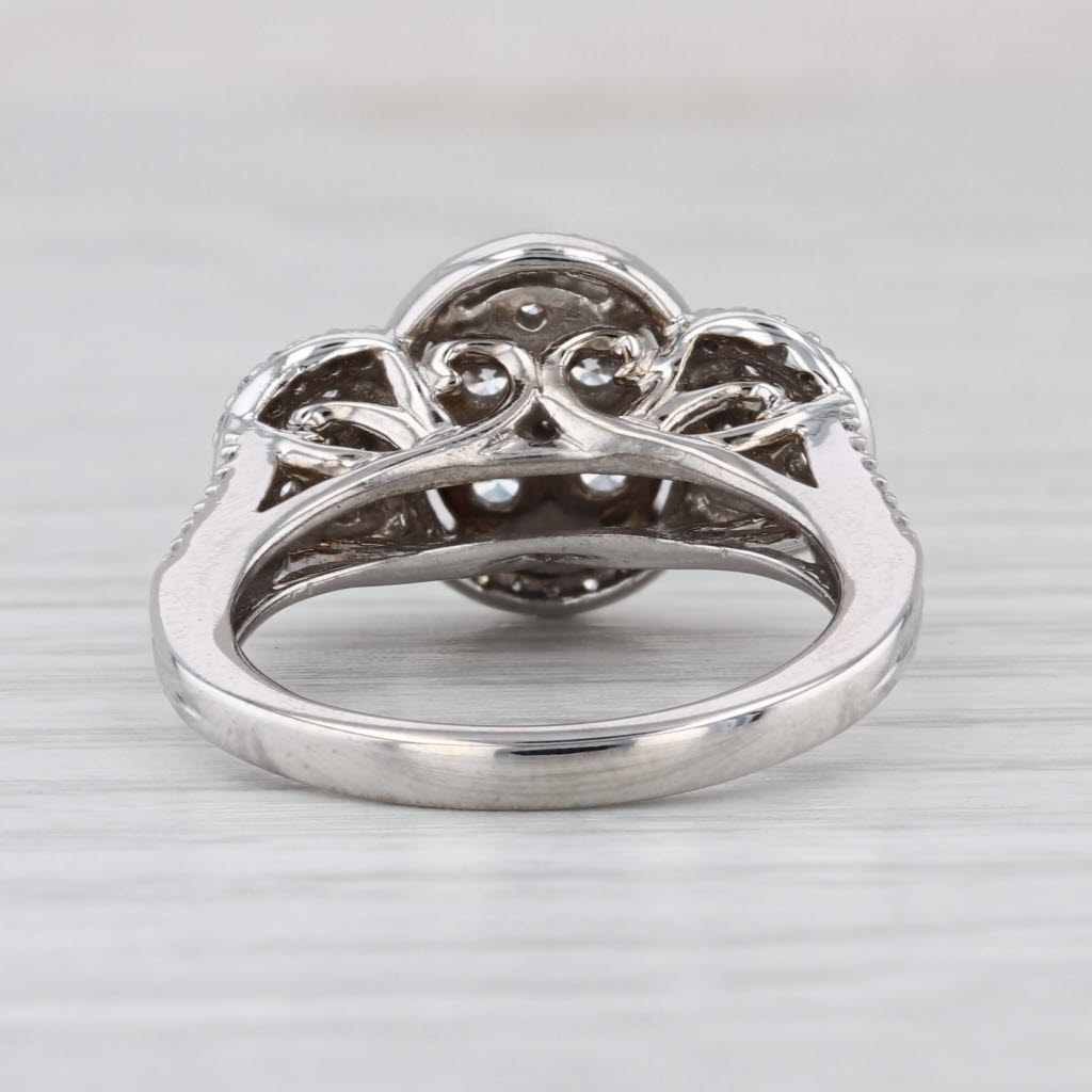 0.85ctw Diamond Cluster Halo Engagement Cocktail Ring 10k White Gold Size 7