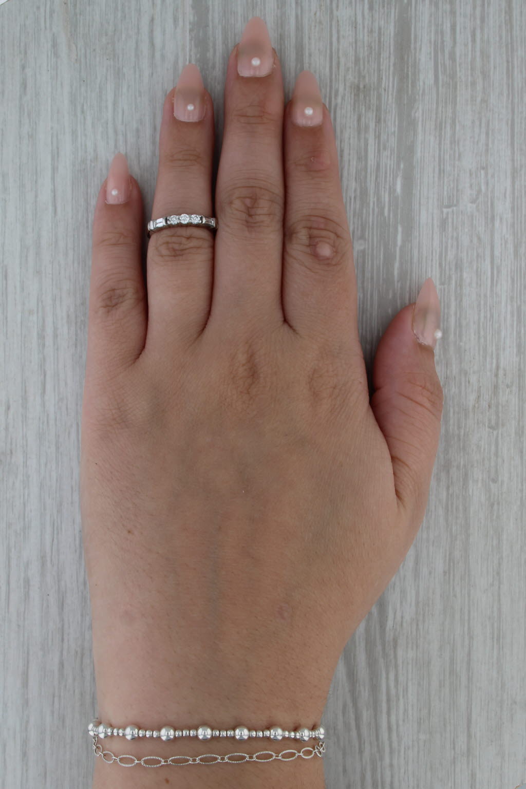 0.40ctw Diamond Wedding Band 18k White Gold Size 5 Stakable Anniversary Ring