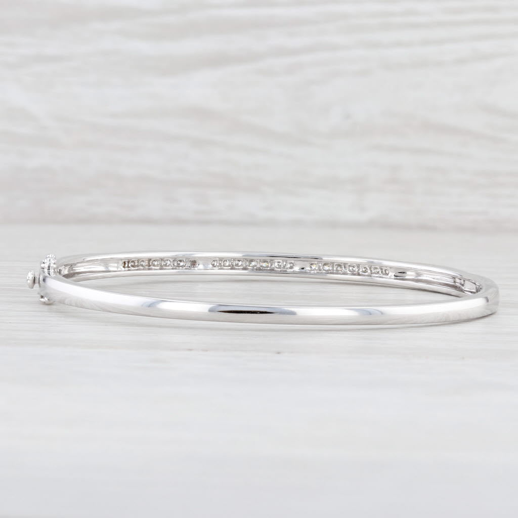 Light Gray New 0.84ctw Diamond Bangle Bracelet 14k White Gold 7" Stackable