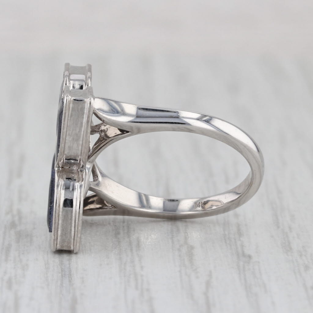 0.35ctw Diamond Ceramic Flower Cocktail Ring 14k White Gold Size 7.25
