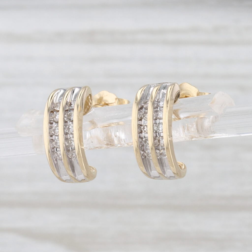 0.16ctw Diamond Small J-Hook Earrings 14k Yellow Gold Butterfly Backs