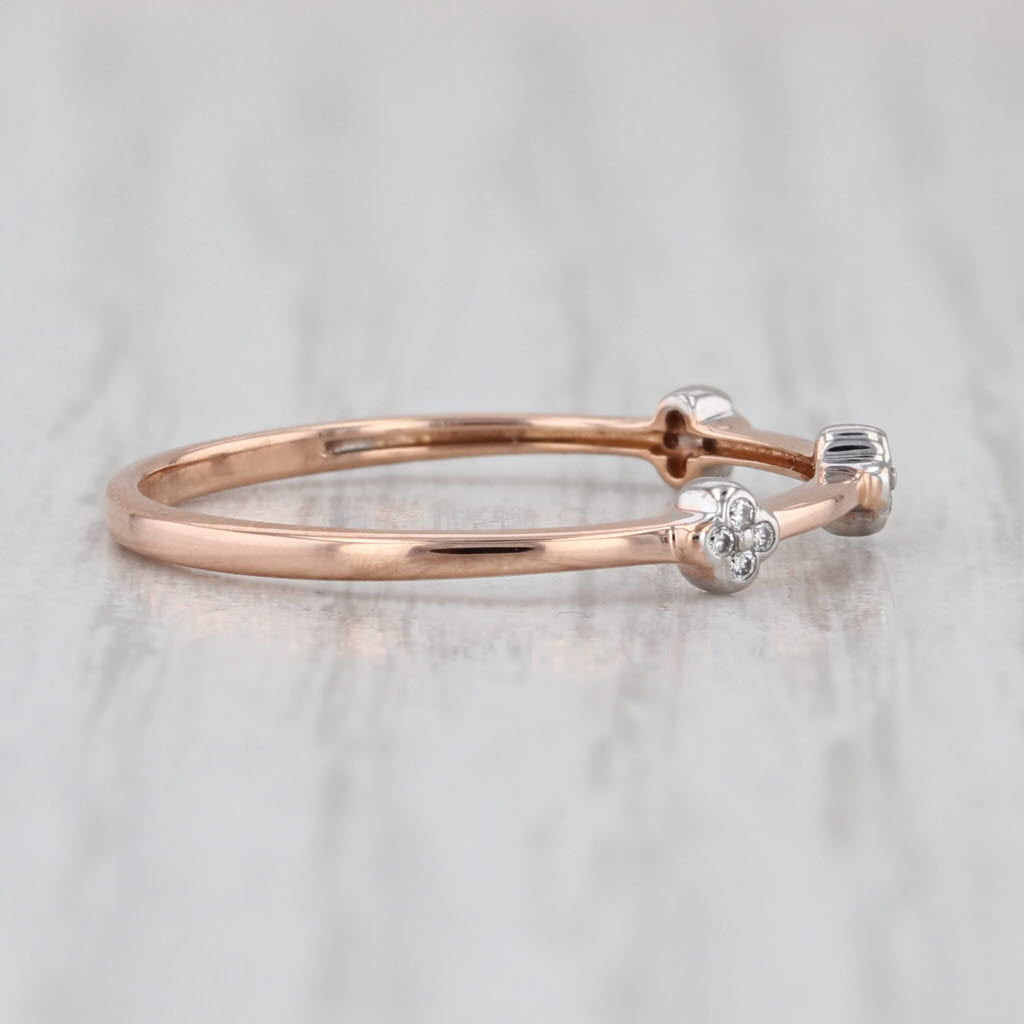 Diamond Accented Band 18k Yellow Rose Gold Size 7.25 Stackable Wedding Ring