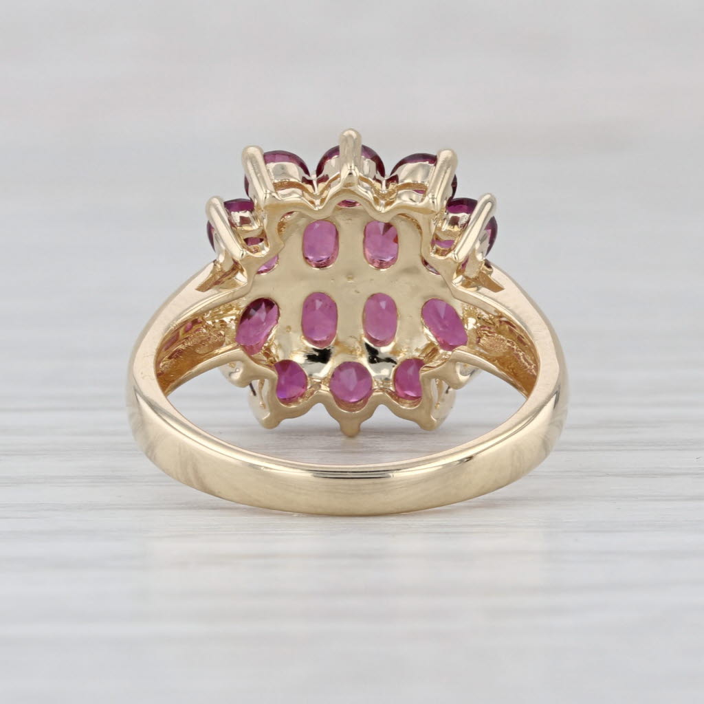 2.40ctw Garnet Cluster Flower Ring 14k Yellow Gold Size 6