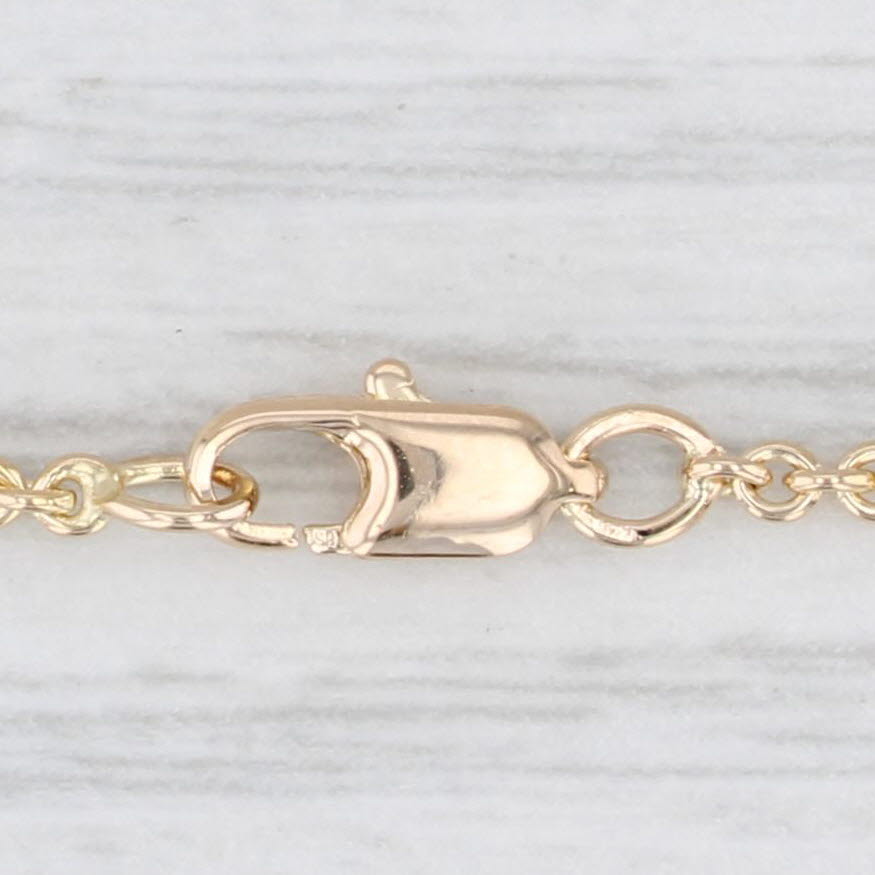 Light Gray Cable Chain Necklace 14k Yellow Gold 15.5" 1.2mm Lobster Clasp