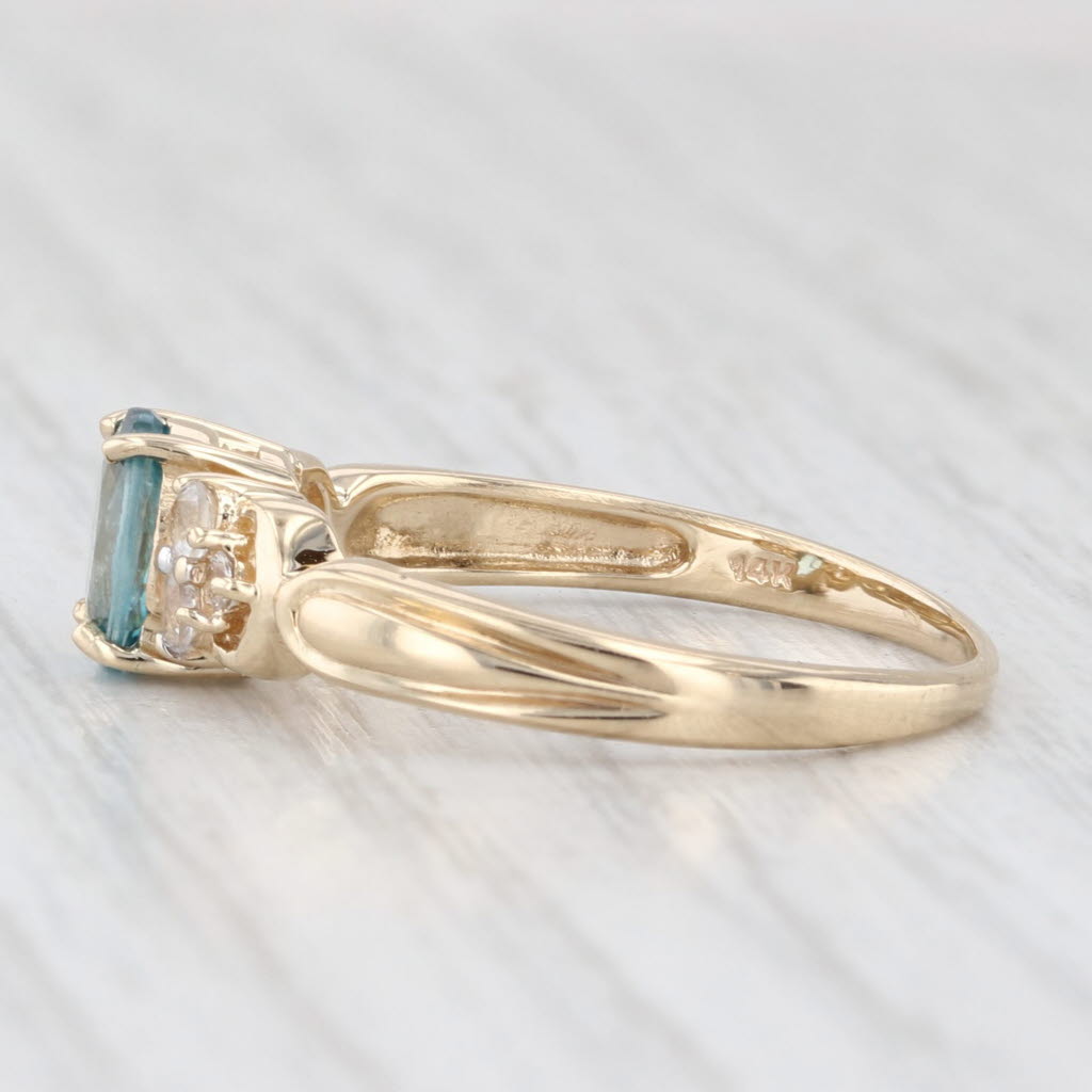 Light Gray 1.34ctw Blue Zircon White Topaz Ring 14k Yellow Gold Size 8.25