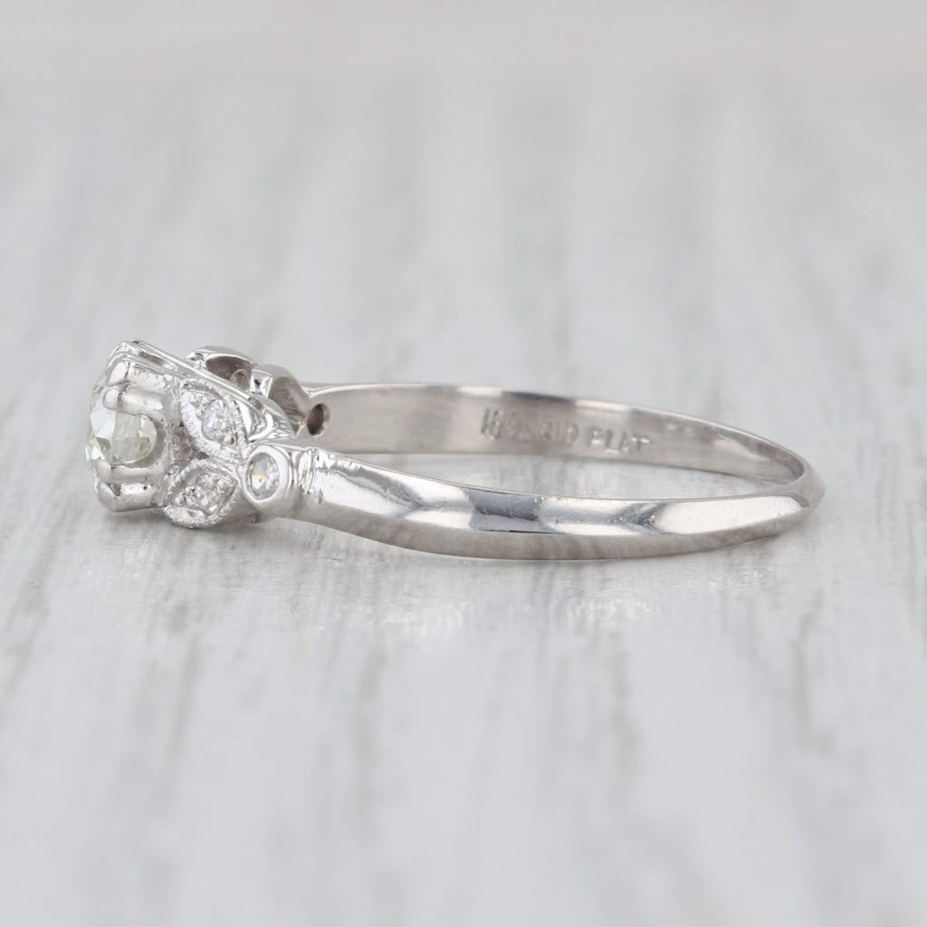 Antique Old European Diamond Engagement Ring 900 Platinum Size 8.5