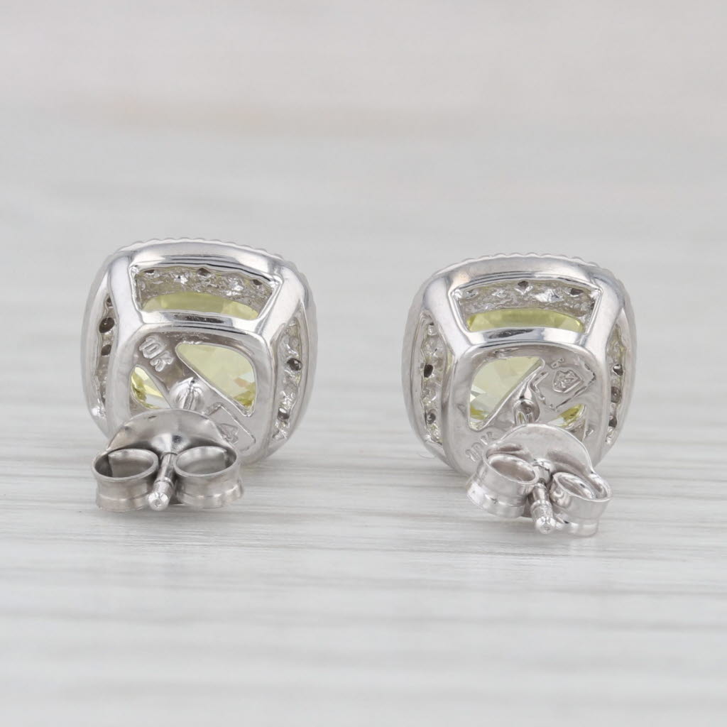 Light Gray 3.06ctw Lab Created Yellow Sapphire Diamond Halo Earrings 10k White Gold