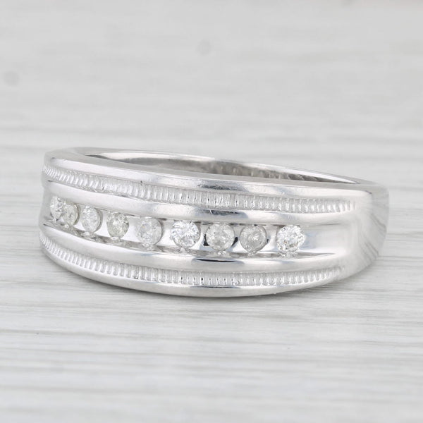 0.20ctw Diamond Men's Wedding Band 10k White Gold Size 11.25 Ring