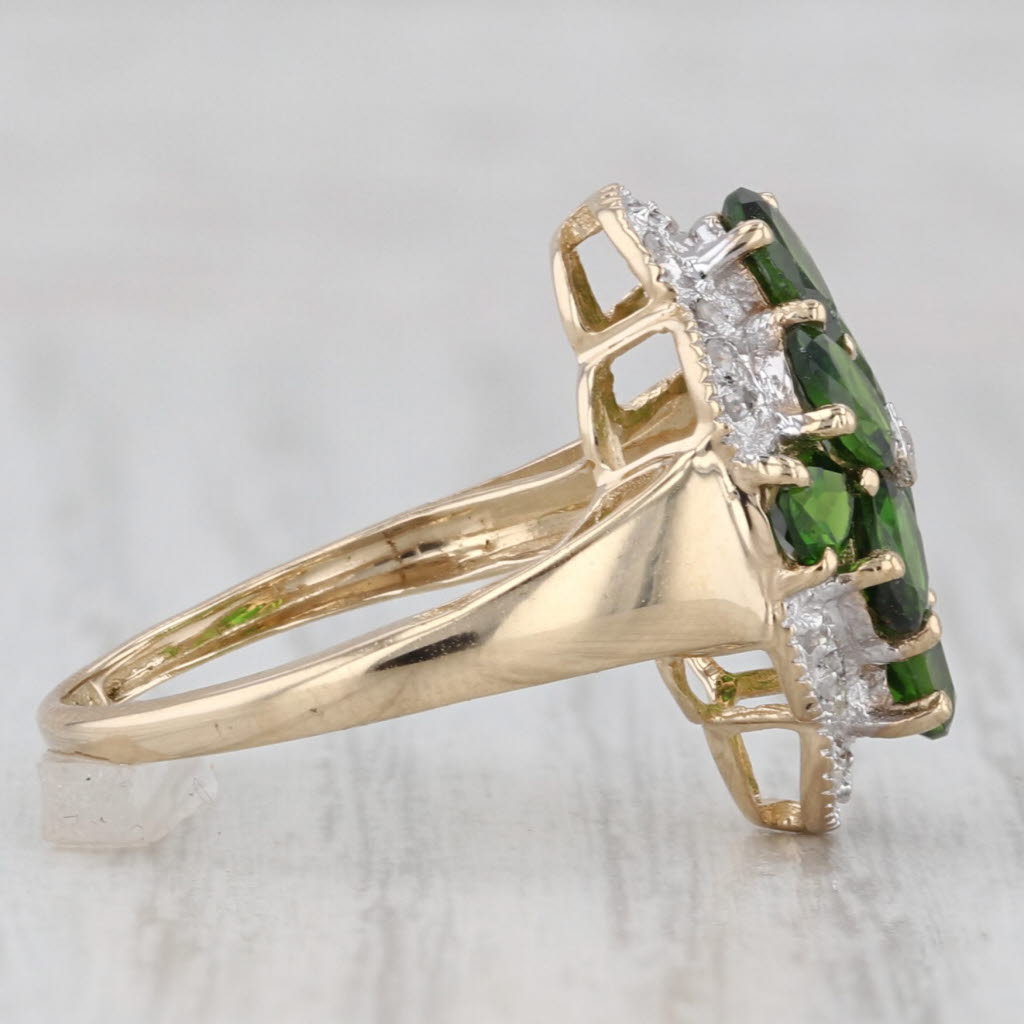 Gray Chrome Diopside Cluster Diamond Halo Ring 14k Yellow Gold Size 6 As Is