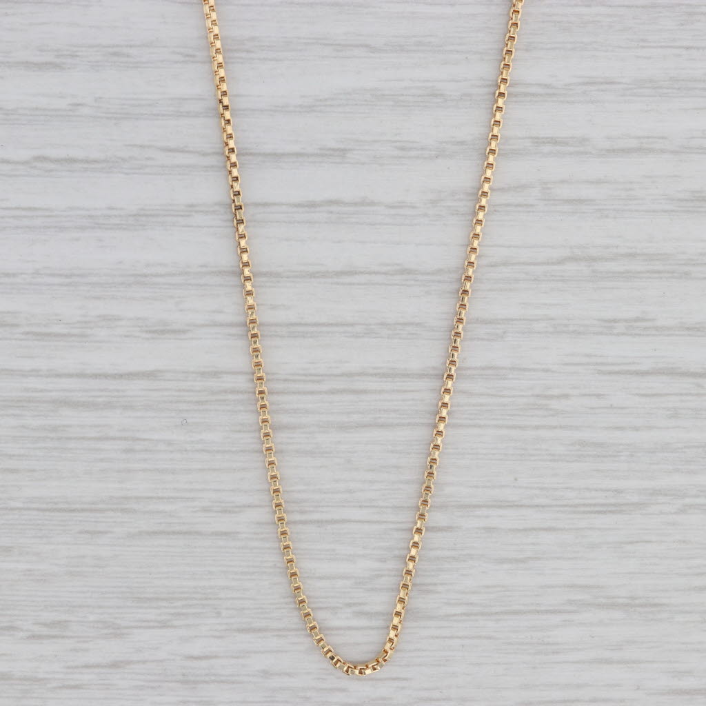 Gray Short 15" 1.3mm Box Chain Necklace 18k Yellow Gold