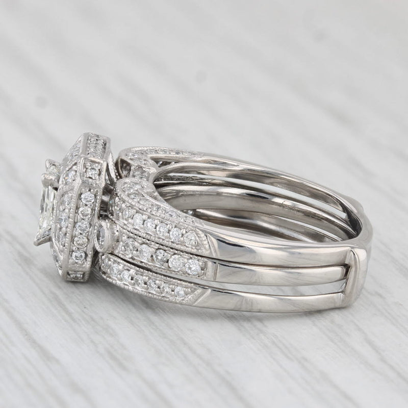 1.44ctw Princess Diamond Engagement Ring Wedding Band Bridal Set 14k Gold