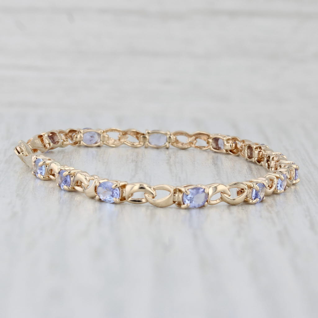 Light Gray 2.25ctw Tanzanite Tennis Bracelet 6.75" 10k Yellow Gold