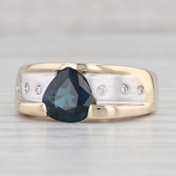 Light Gray 2.15ctw Pear Blue Sapphire Diamond Ring 14k Yellow Gold Size 7.5 Band