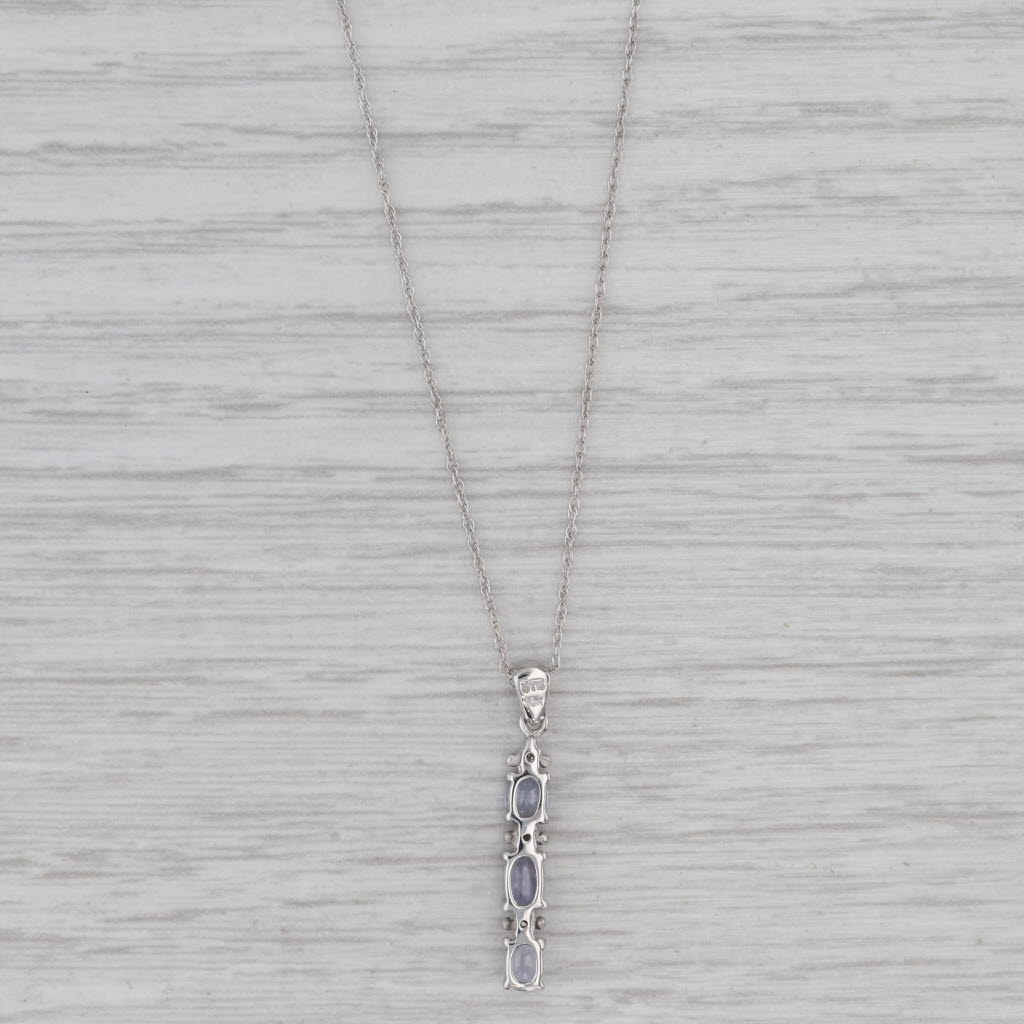 Gray 0.60ctw Tanzanite Diamond Journey Pendant Necklace 10k White Gold 18" Rope Chain