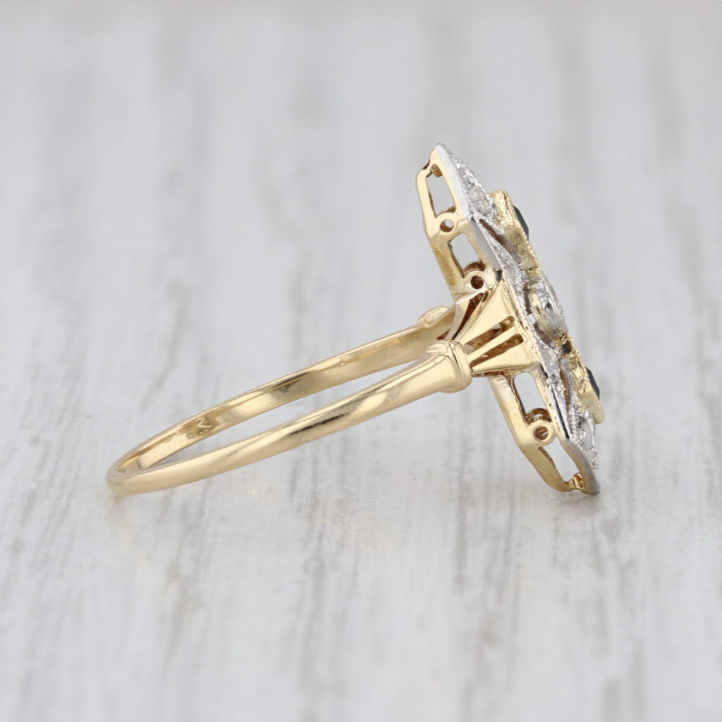 Art Deco 0.11ctw Diamond Lab Created Ring 18k Gold Platinum Size 5.75