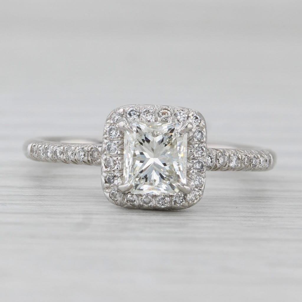 Gray 1.08ctw Diamond Halo Engagement Ring 14k White Gold Size 7 GIA