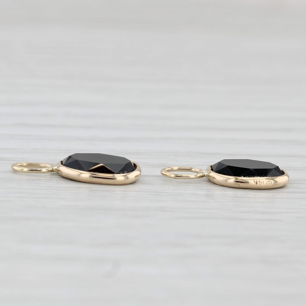 Light Gray Onyx Earring Enhancers Charms Pendants 14k Yellow Gold