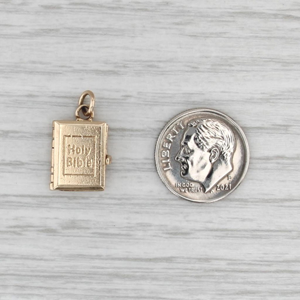 Vintage Bible Charm 9k Yellow Gold Lord's Prayer Book Opens Pendant