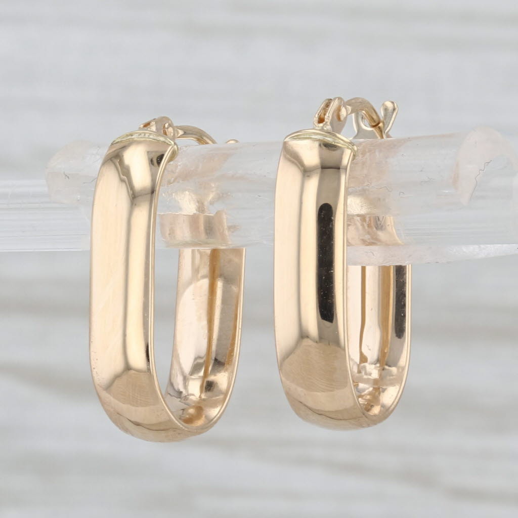 Oval Hoop Earrings 14k Yellow Gold 17.8 x 4mm Snap Top Hoops