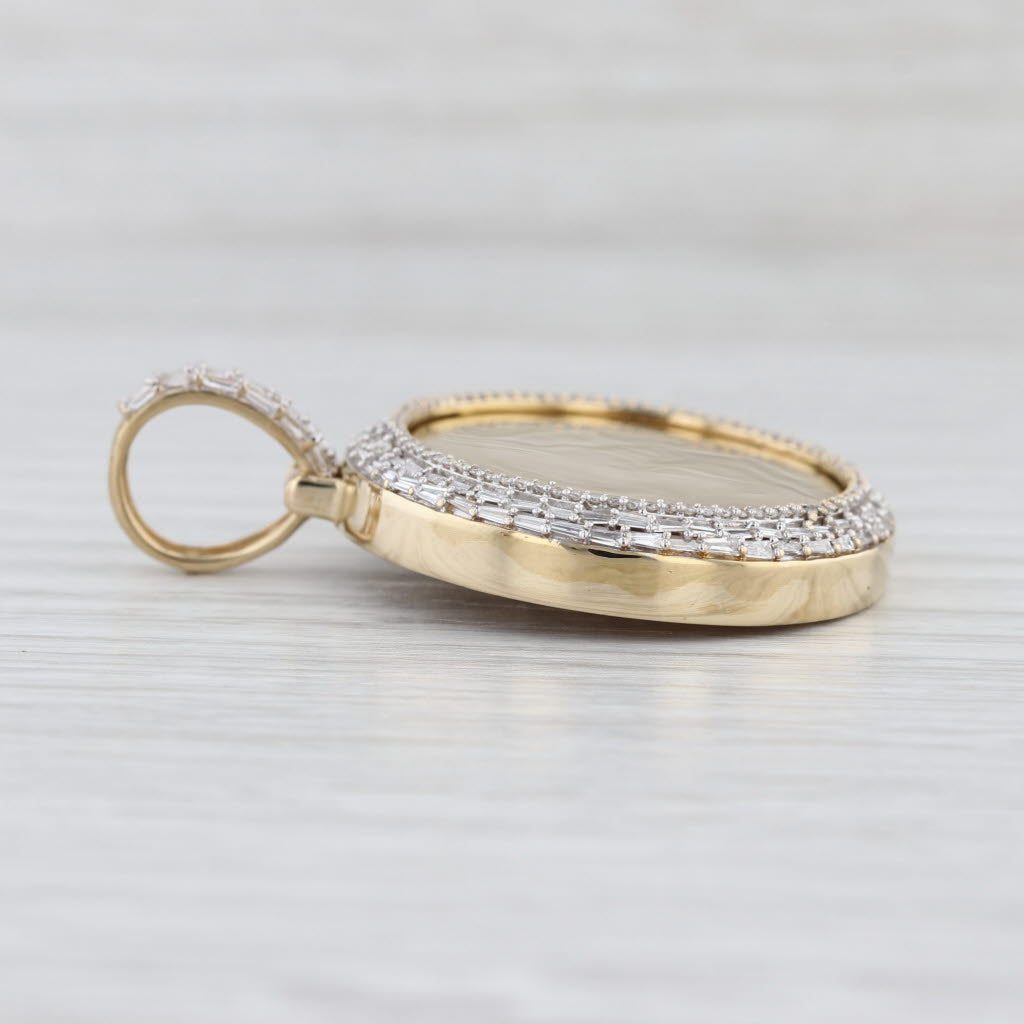 1.86ctw Engravable Disc Diamond Halo Pendant 14k Yellow Gold Medallion Statement