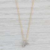 Light Gray Diamond V Pendant Necklace 18k Yellow White Gold 14.75-17.75" Cable Chain