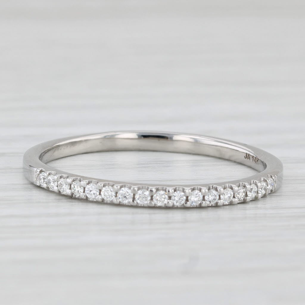 Light Gray 0.20ctw Diamond Wedding Band 14k White Gold Size 11 Stackable Ring