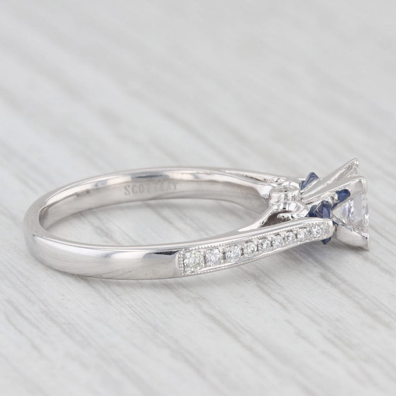 Scott Kay 1.38ctw Princess DiamondSapphires Engagement Ring 14k White Gold Sz 8