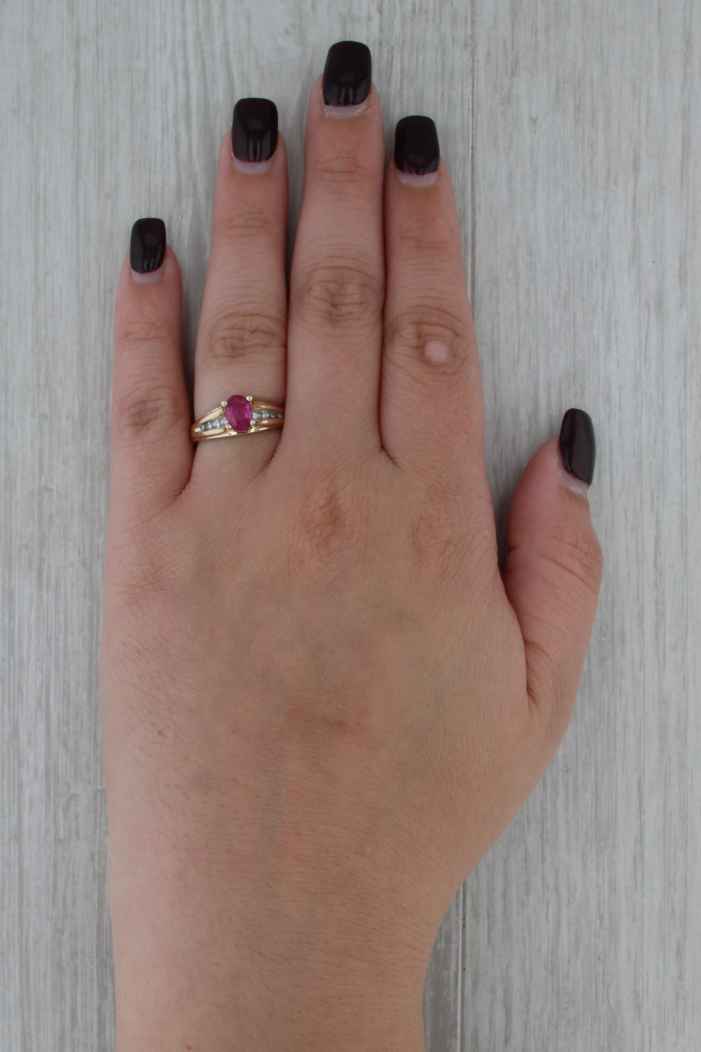 1.29ctw Oval Ruby Diamond Ring 14k Yellow Gold Size 7 Engagement