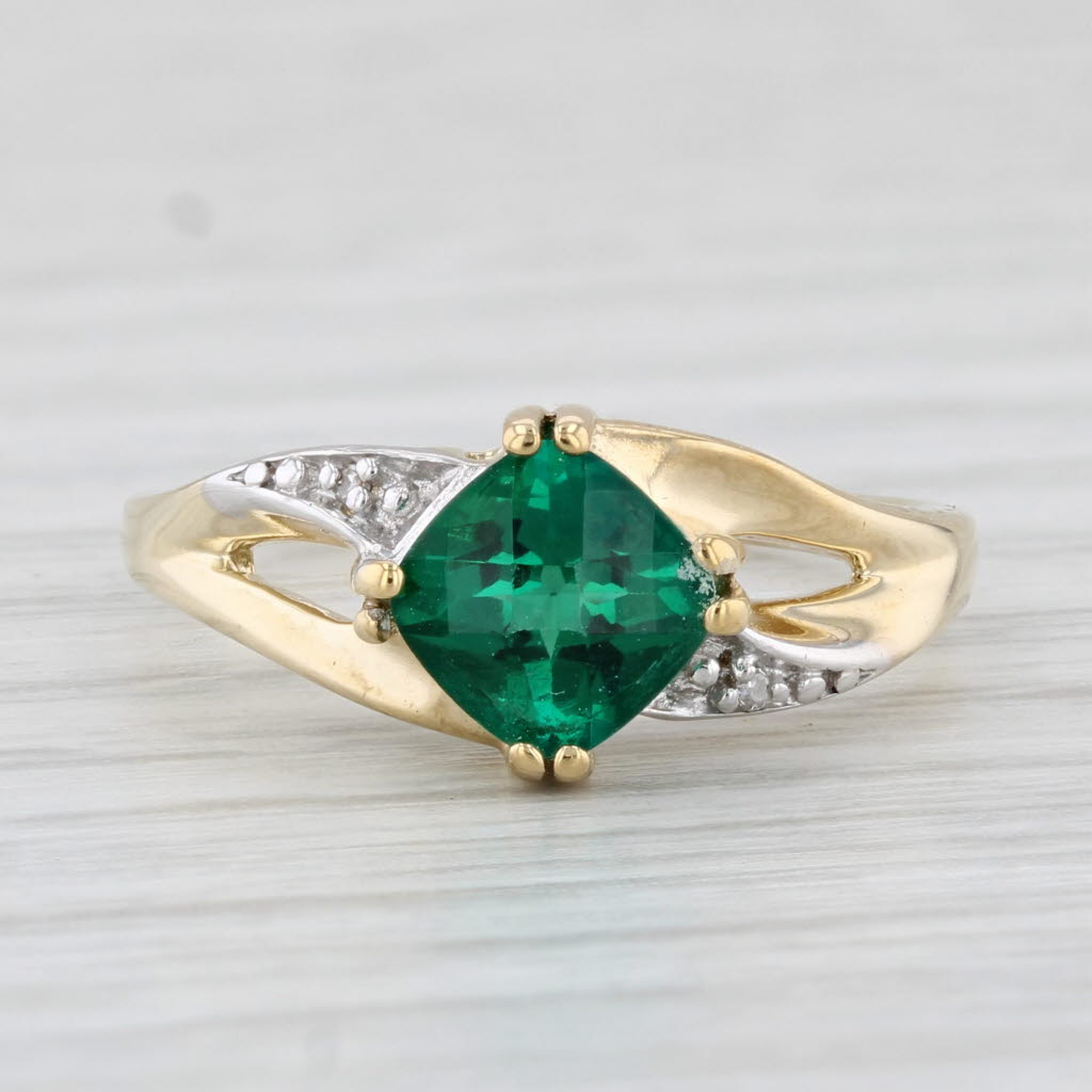 Light Gray 0.75ct Lab Created Emerald Diamond Ring 10k Yellow Gold Size 5.5