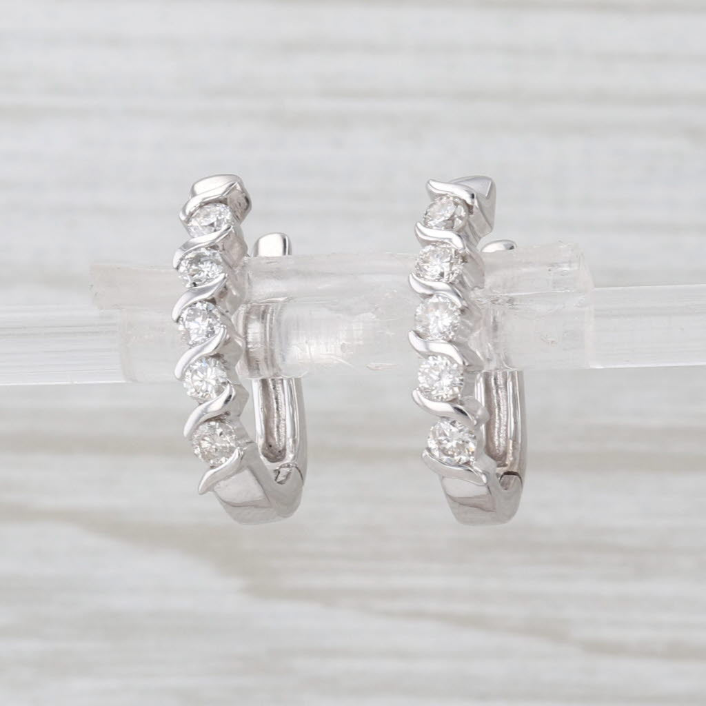 0.42ctw Diamond Journey J-Hook Earrings 14k White Gold Snap Top Drops