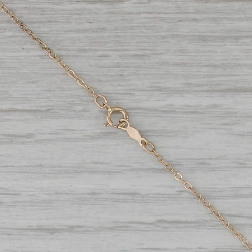 Culture Pearl Garnet Bead Lariat Necklace 14k Yellow Gold 17" Bead Cable Chain