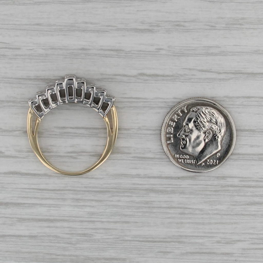 0.28ctw Diamond Pyramid Rooftop Ring 14k White Yellow Gold Size 6