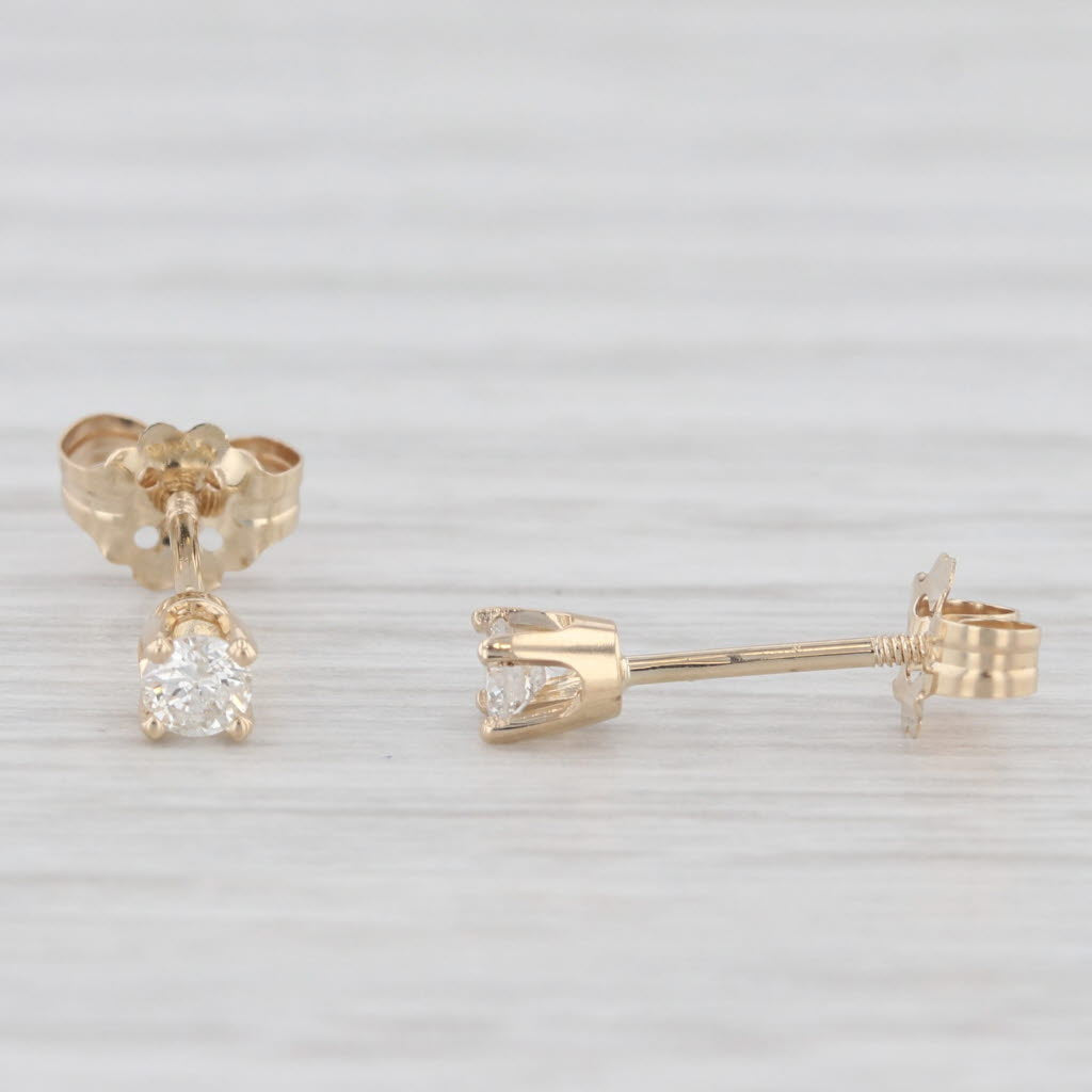 Light Gray Small 0.13ctw Diamond Solitaire Stud Earrings 14k Yellow Gold