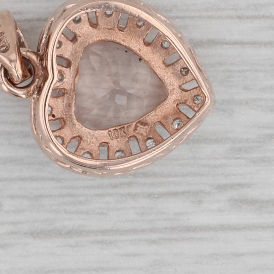 Gray 1.65ct Pink Morganite Diamond Halo Heart Pendant 10k Rose Gold