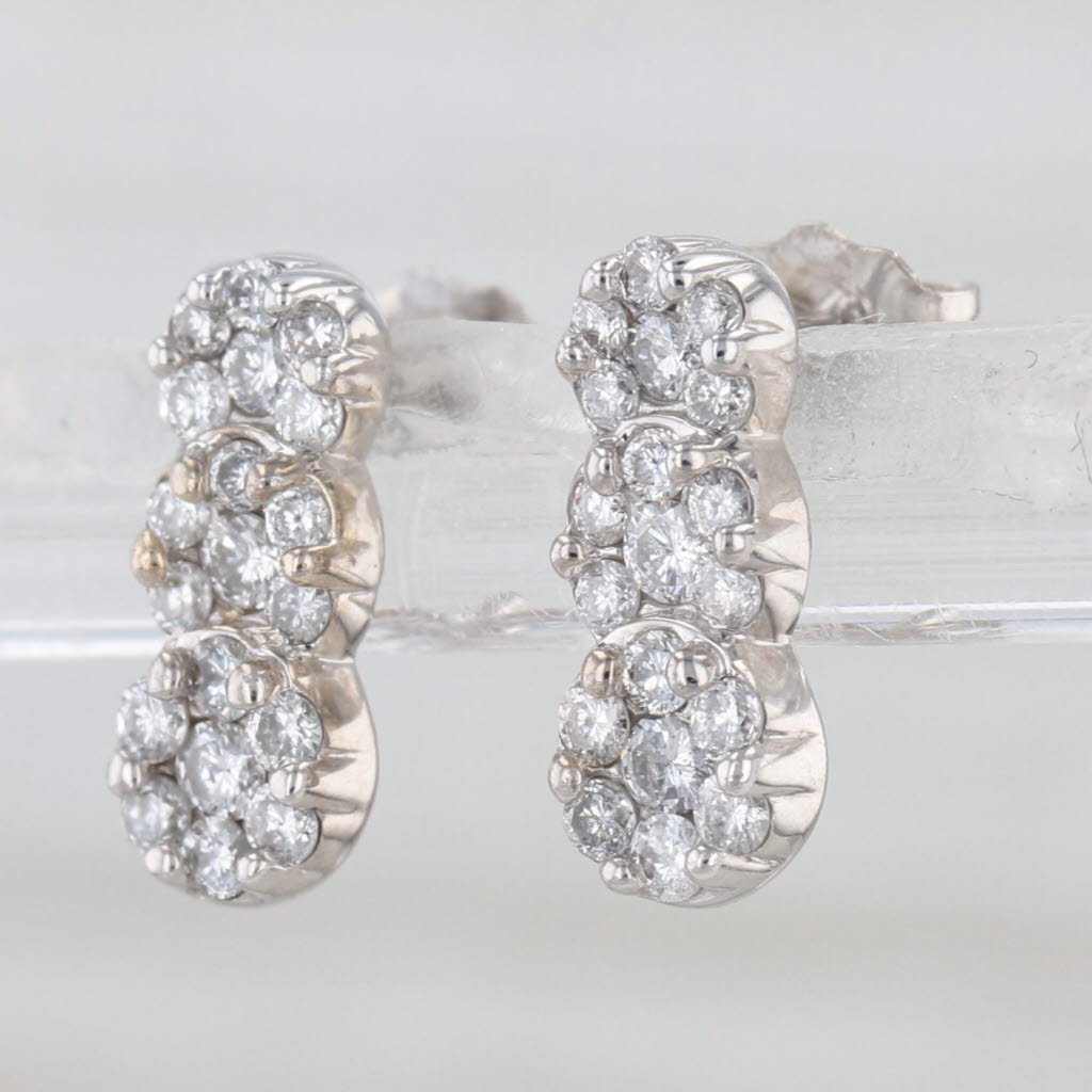 0.50ctw Diamond Graduated Flower Journey Stud Earrings 14k White Gold Studs