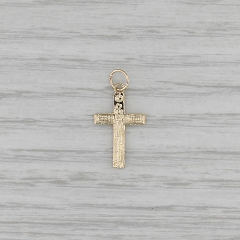 Small Cross Pendant 14k Yellow Gold Etched Pattern