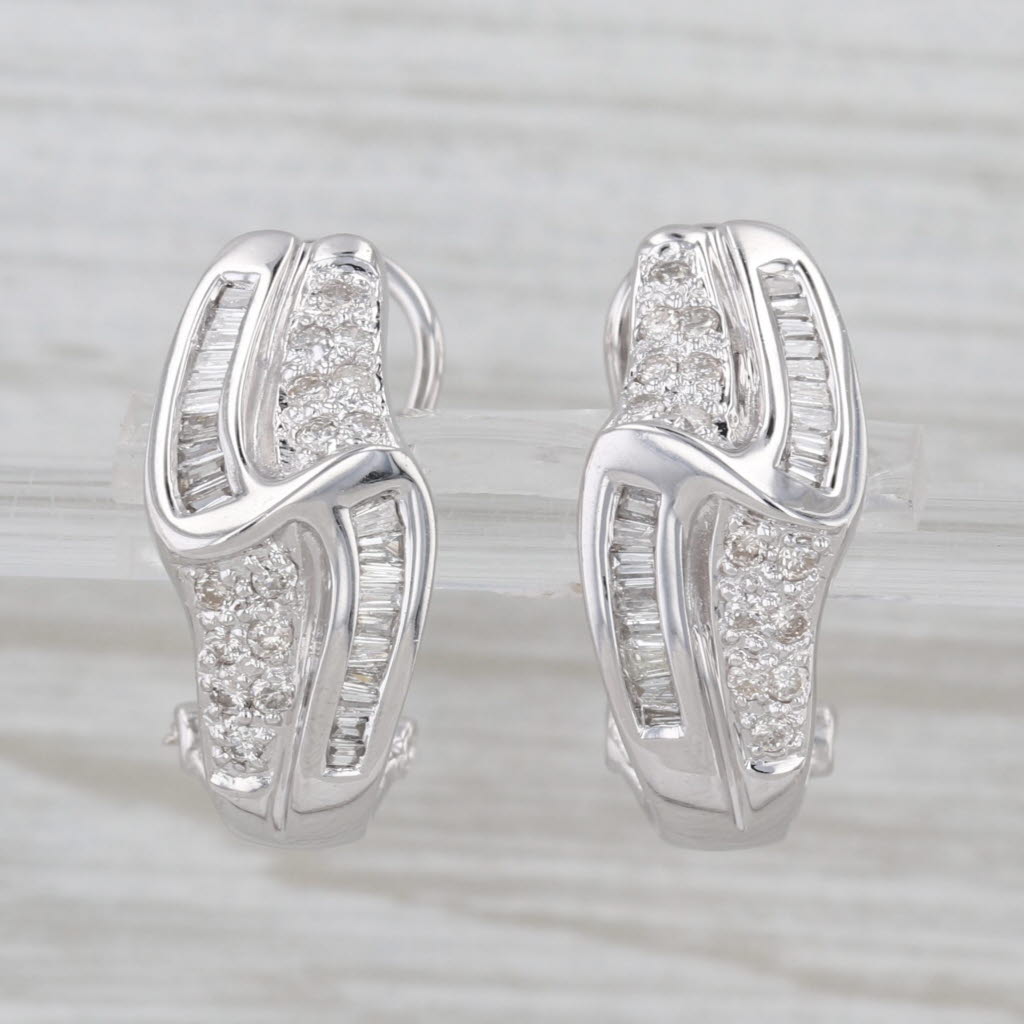 0.62ctw Diamond Drop Earrings 14k White Gold Omega Backs