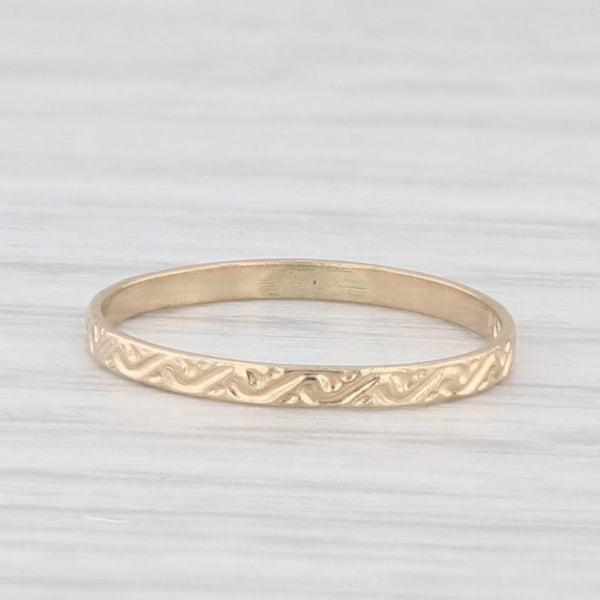 Vintage Floral Engraved Baby Ring 10k Yellow Gold Small Size Band